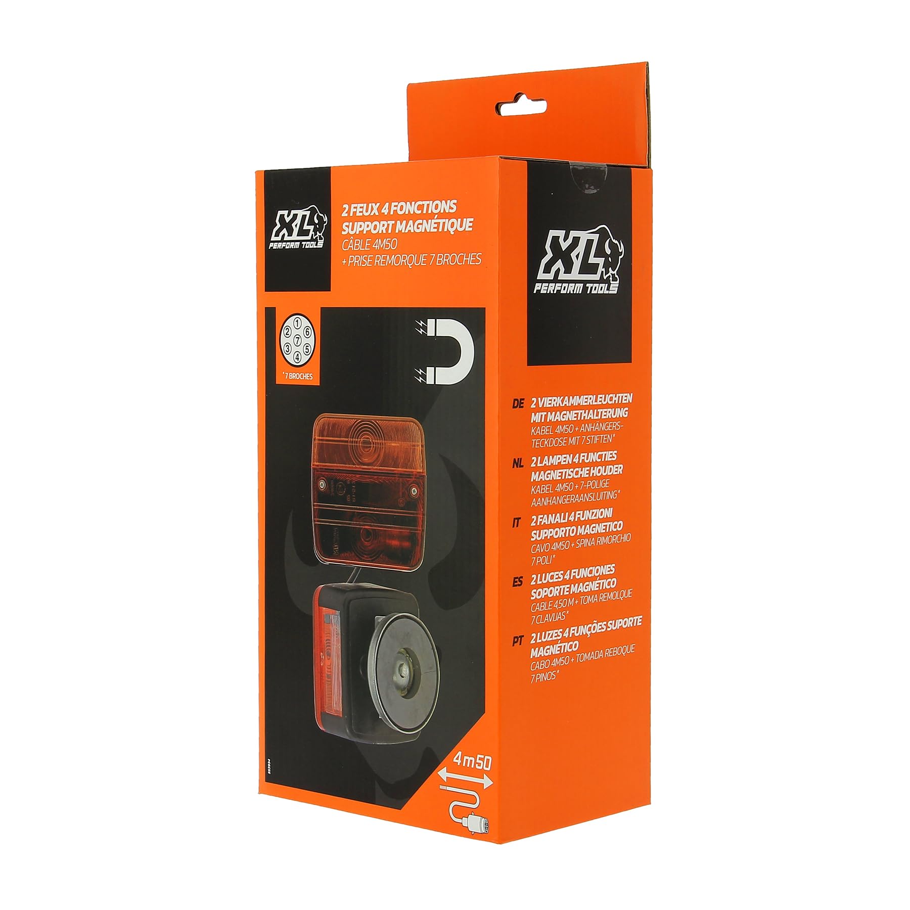 XL Perform Tools 553934 2 4-funkcyjne światła do przyczepy, mocowanie magnetyczne, wiązka 4,5 m