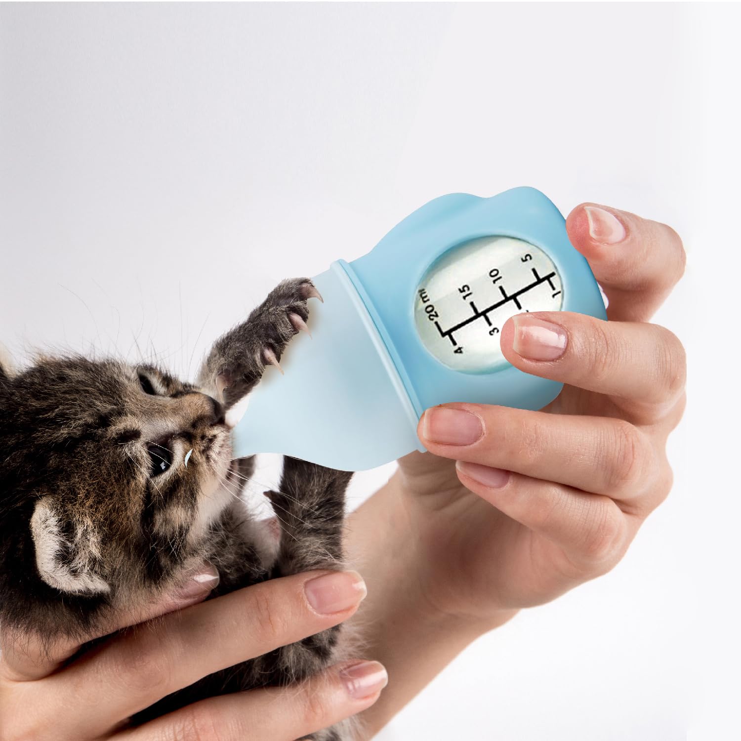 Ergonomic Pet Nursing Bottle,Puppy Bottles for Nursing Puppy Milk - 20ml Slow Flow Kitten Bottle Feeding kit for Newborn Kittens/Puppies/Small Animals, Easy-Clean Silicone Feeder (‌Blue‌)