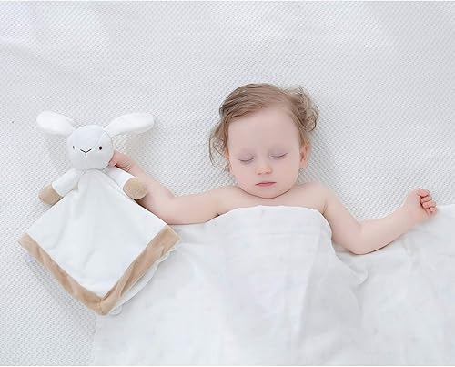 Miniatura 5 de Apricot Lamb Manta de seguridad unisex de conejo blanco para bebé, manta para cama de bebé, manta de peluche para recién nacido (conejo blanco, 14