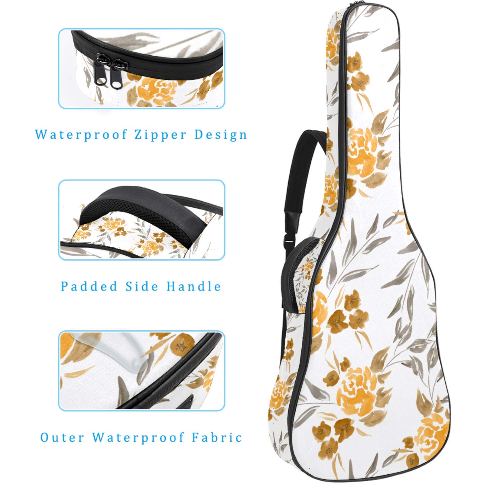 Amazon | AyuStyle ギターケース 水彩画 黄色 花 セミハード