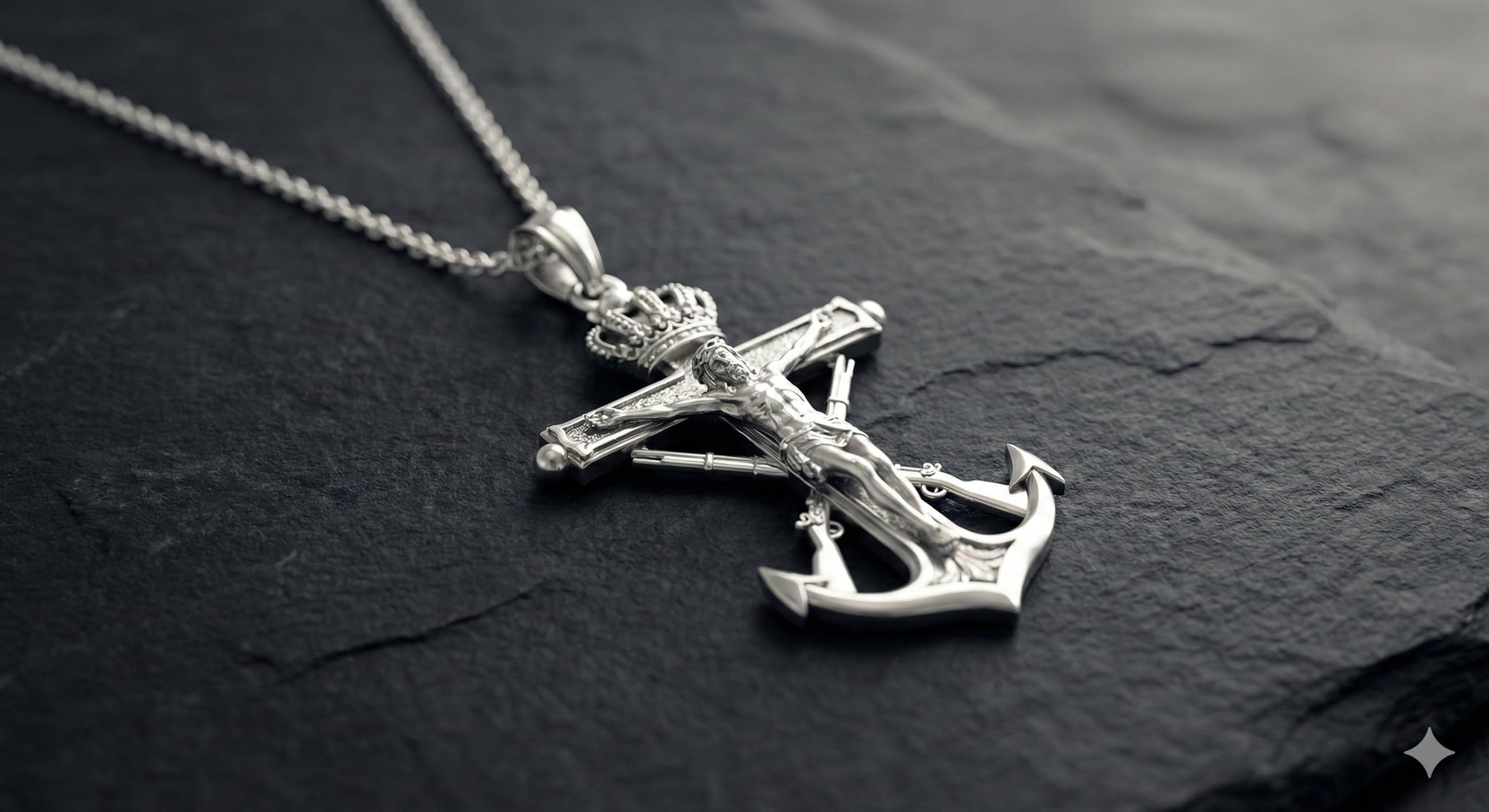 Collar Cruz Cristo de Mena en Plata de Ley 925, con Estuche y Cadena 45 cm
