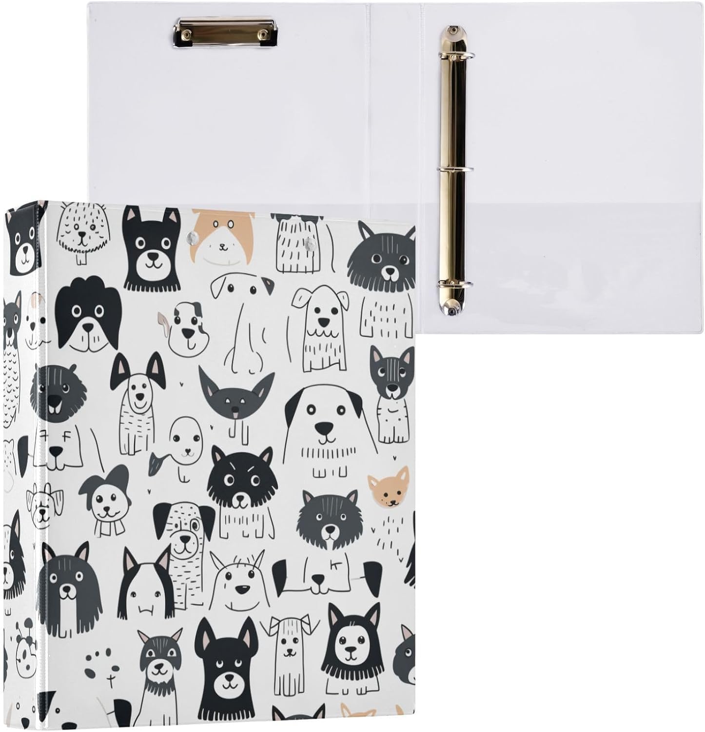 ALAZA Kawaii Puppy Print Dog 3 Ring Binder 1.5 Inch Three Ring Office Binders w/clipboard & 3 Pockets, Hold 200 Sheets, 1pc