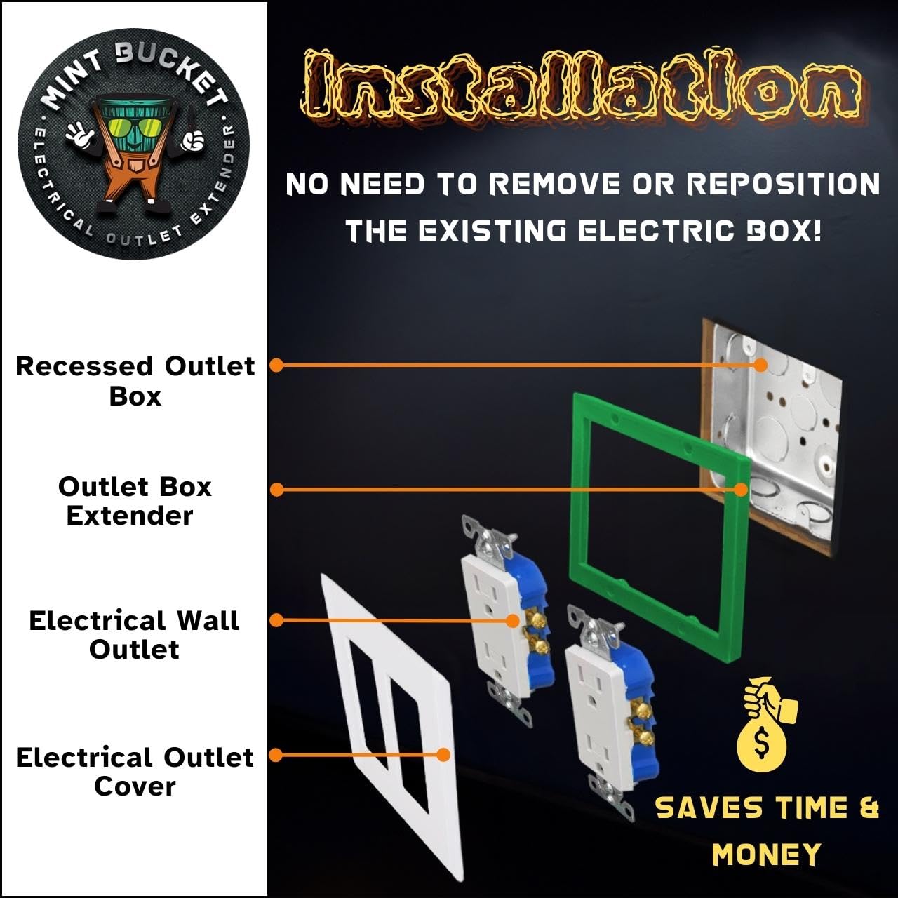 3/8" Double Gang Outlet Box Extenders, UL Listed, Electrical Box Extender for Outlets & Switches, Pack of 3 - Image 8