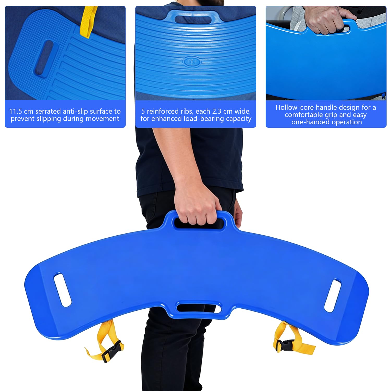 Tabla de transferencia y tabla deslizante, tabla de transferencia de pacientes con asa, tabla deslizante resistente para silla de ruedas para transferir pacientes o discapacitados de silla de ruedas a