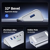 intpw USB C Hub 10 Gbps, 4 Portos USB Elosztó 2 Type-C/Type-A 3.2 Adatporttal, Alumínium USB 3.2 Hub 1m Kábellel Laptophoz PC Mac 2