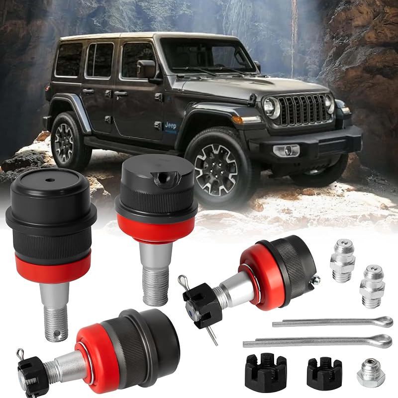 Kit de juntas esféricas Kregoem para eixos Dana 30 e Dana 44 Jeep Wrangler JK 2007–2018 – 2 superiores e 2 inferiores