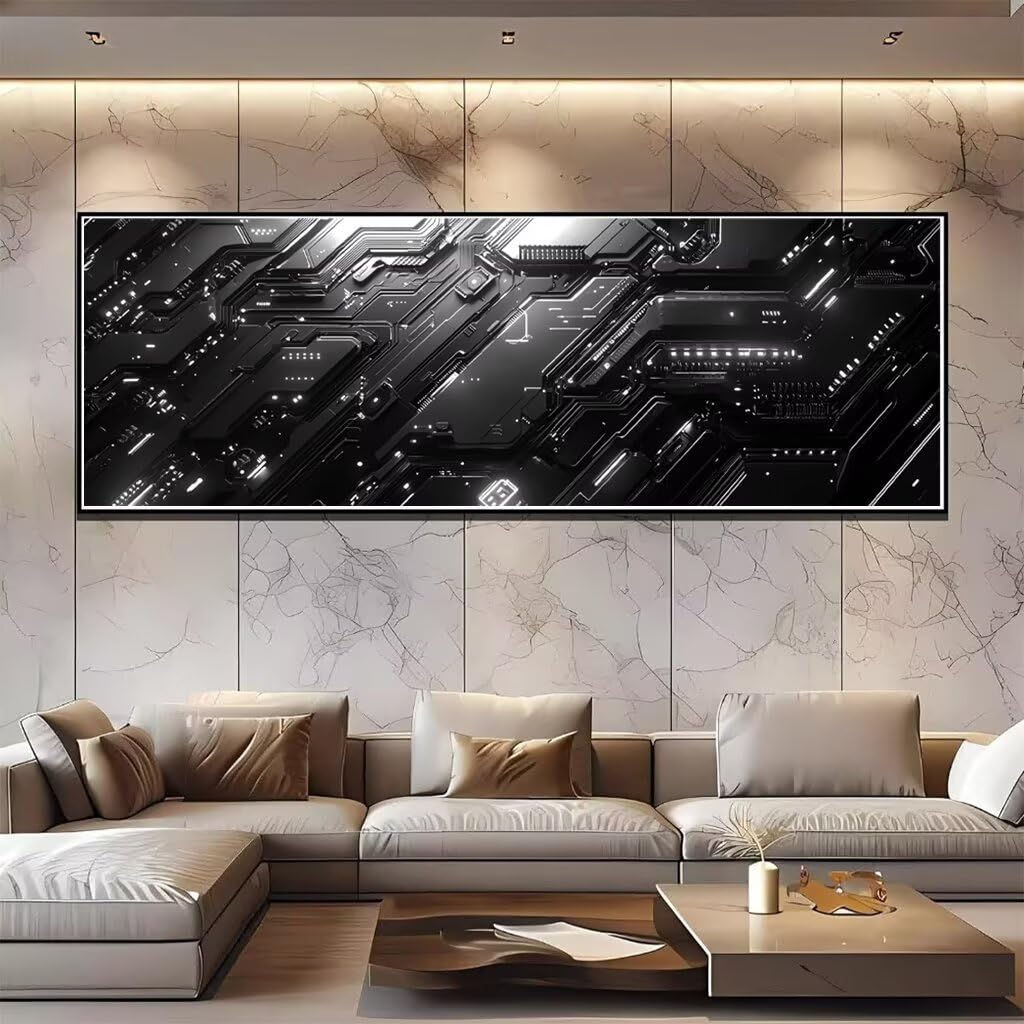 Schwarz Diamond Painting Groß XXL 130x50cm, Basteln Erwachsene Diamond Painting Set, 5D DIY Cool Diamant Paintings Bilder Erwachsene, Diamond-painting Set mit Zubehör für Zimmer Deko Geschenke D-83