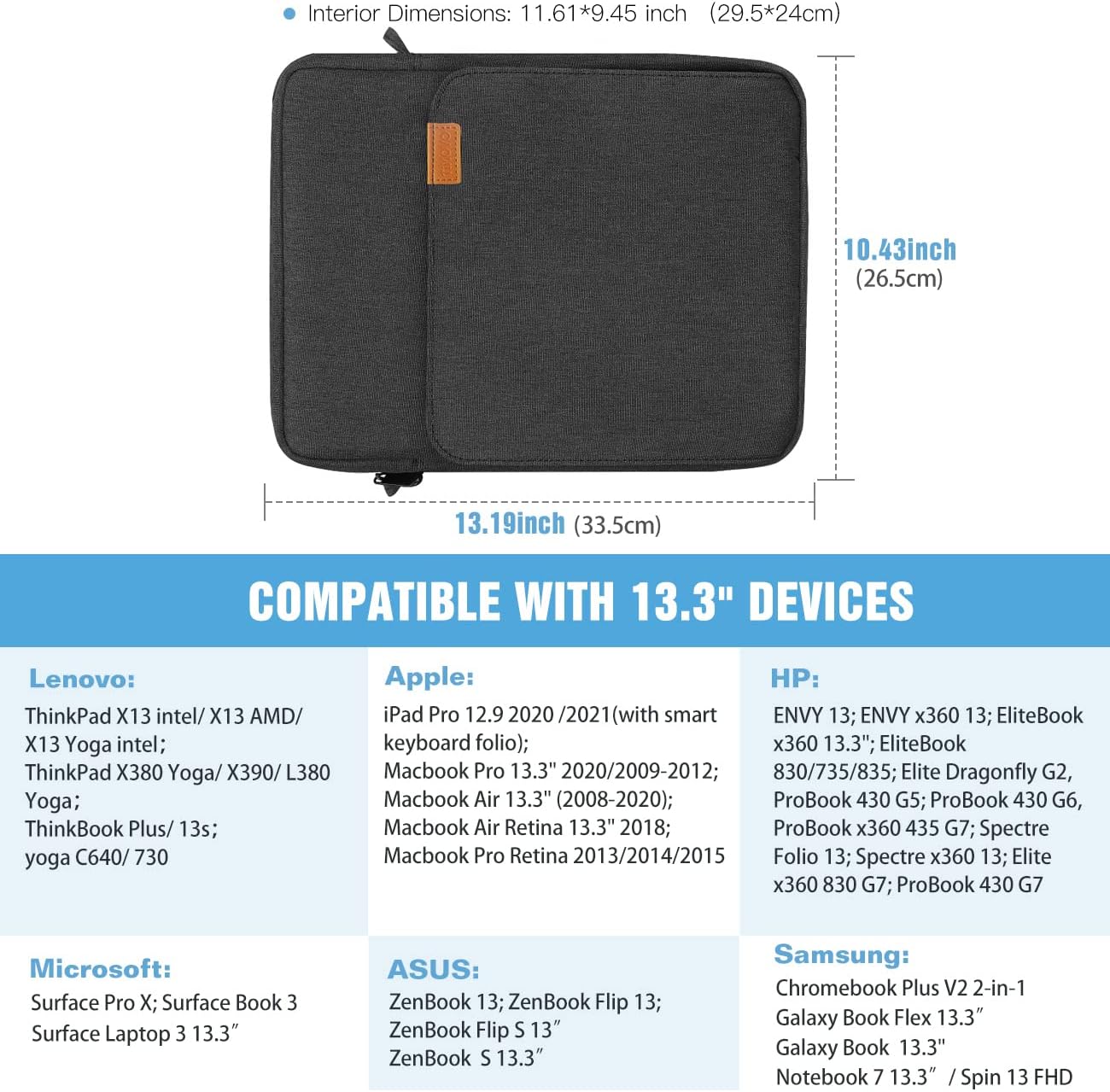 TiMOVO 13.3-14 Inch Laptop Sleeve Case for MacBook Neo 13", Mac Air 13.6", Mac Pro 14", Acer Aspire 14 AI - Image 3
