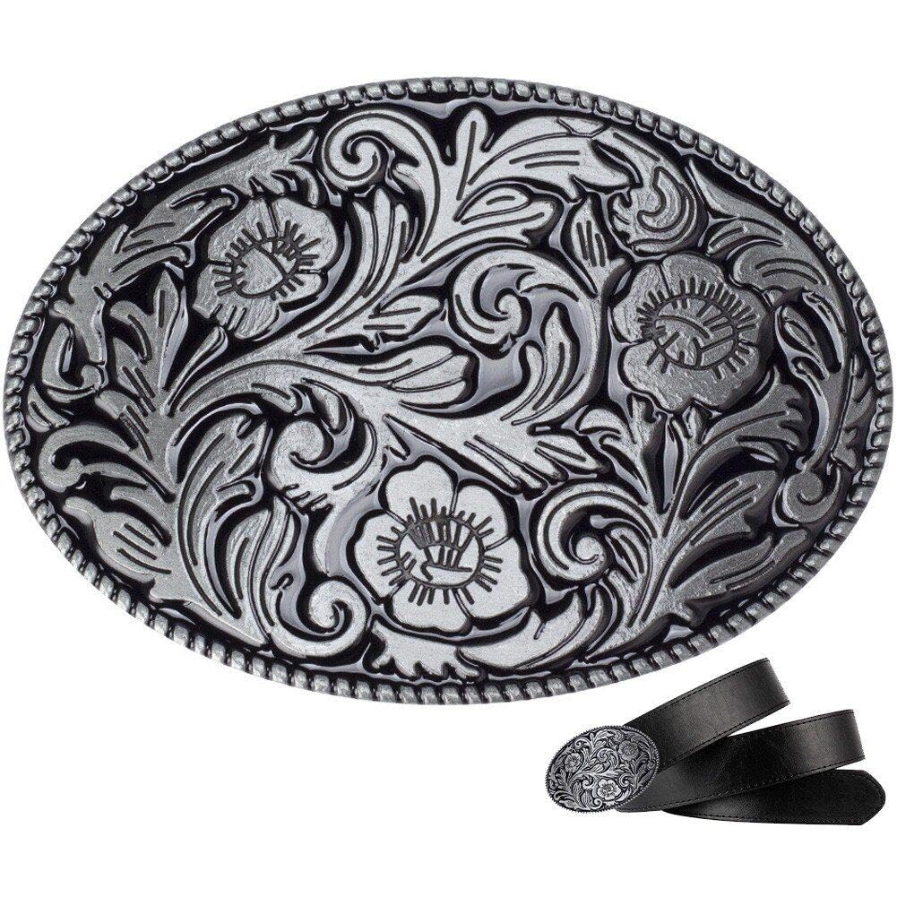 Luxylei Belt Buckle Vintage Flowers Design Belt Buckle Western Belt Buckles for 3.8cm Cowboy Belt Diy Components