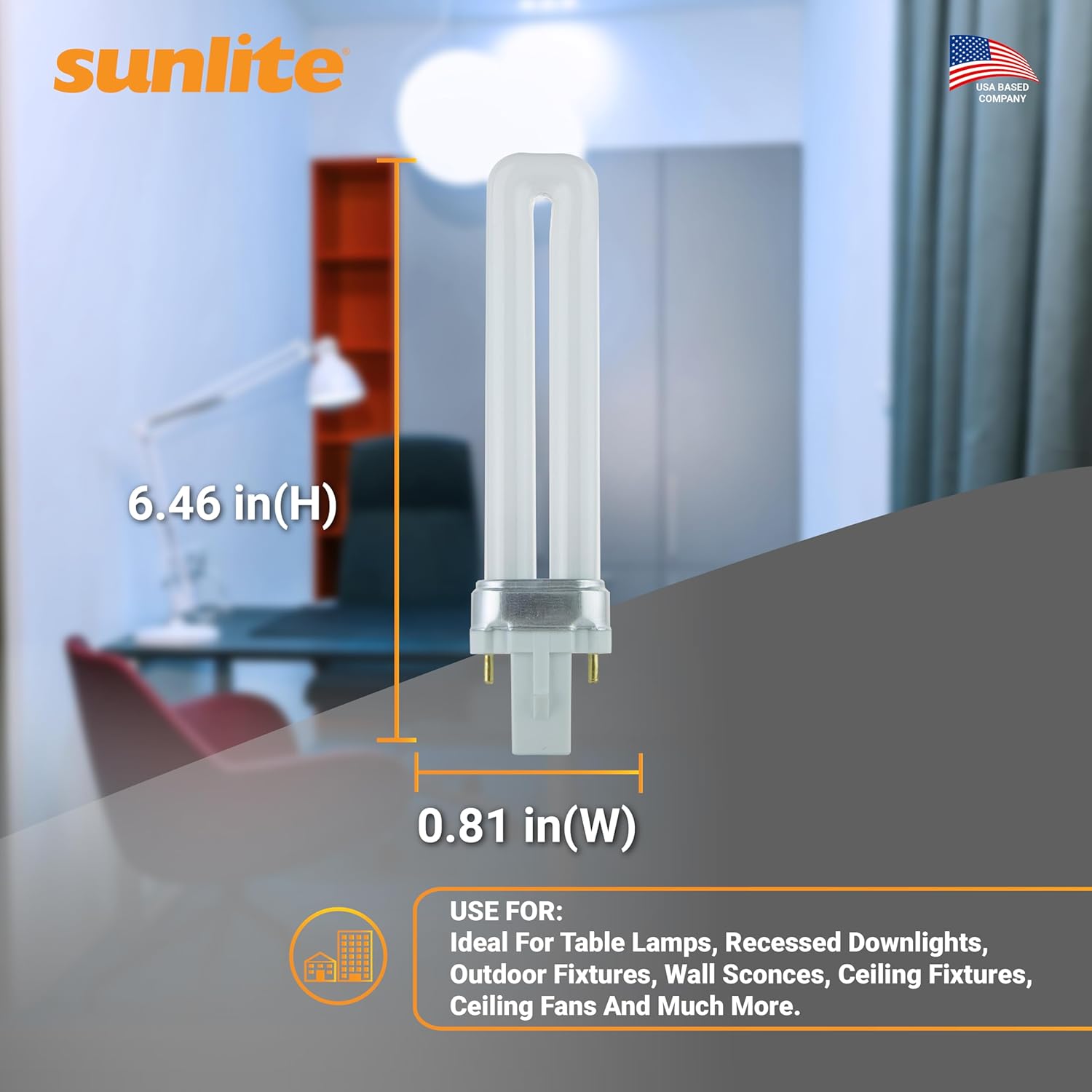 Sunlite 40501 PL7/SP41K Plugin U-Shaped Compact Fluorescent Lamp, 7 Watts, 360 Lumens, 4100K Cool White, 2-Pin (G23) Base, 10 Pack