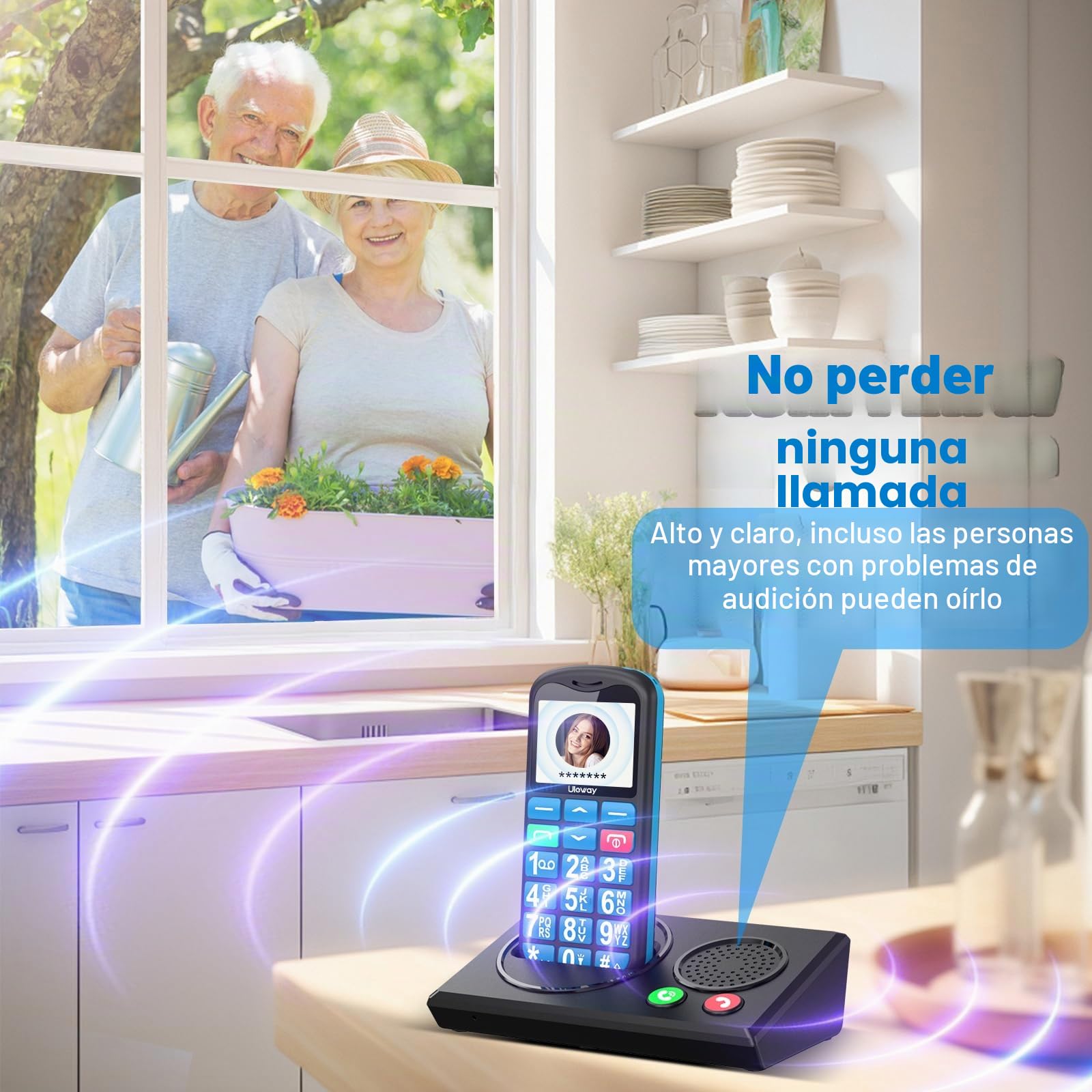 4G Telefono Movil para Mayores Libre Fácil de Usar Teléfono Móvil Basico de Teclas Grandes, Batería de 1000 mAh Cable USB Tipo C Botón SOS con estación de Carga Bluetooth