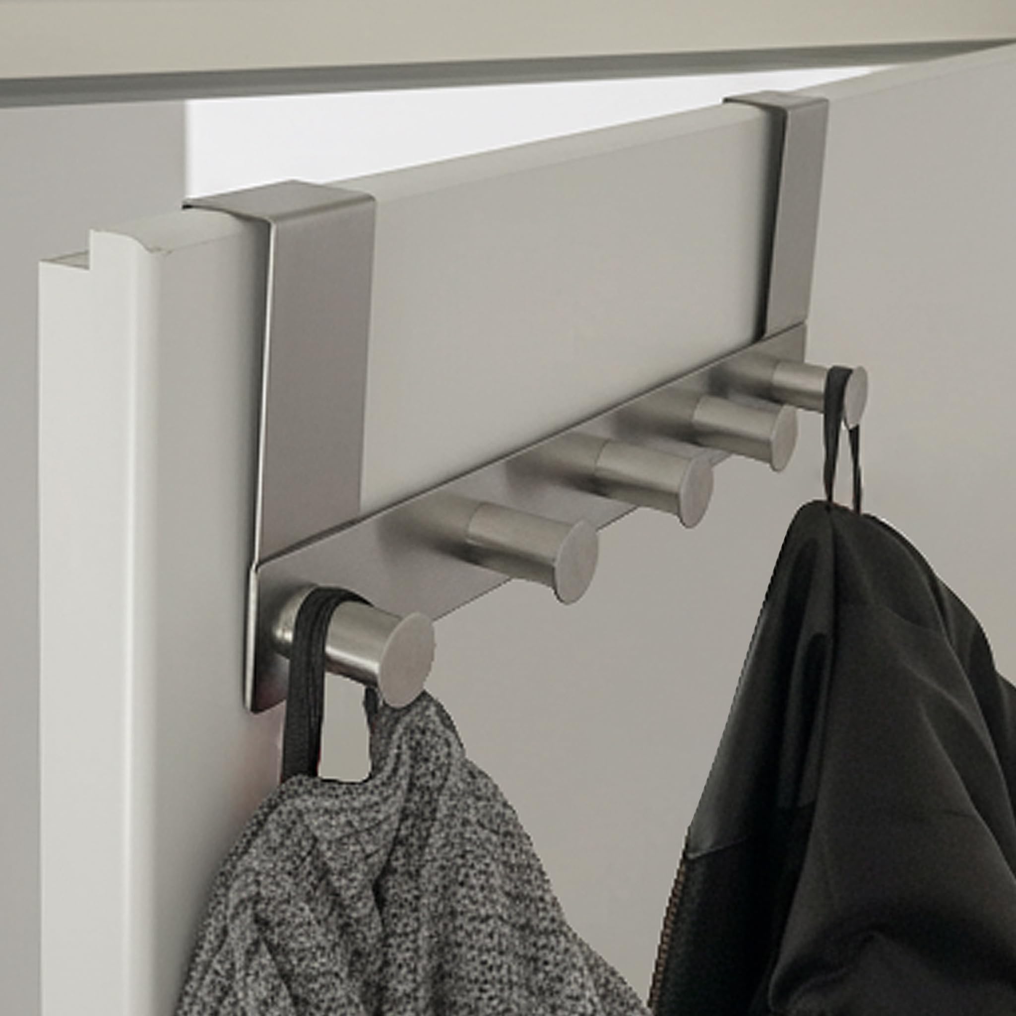 VonBueren Appendiabiti da porta da appendere, in acciaio inox, 30 cm, 5 ganci per porta, adatto come appendiabiti per porta, per porta