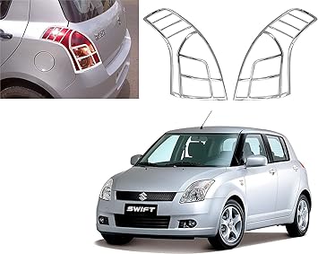 BuBu Car Silver Plated Chrome Tail Light Cover for Maruti Swift (2006-2010)