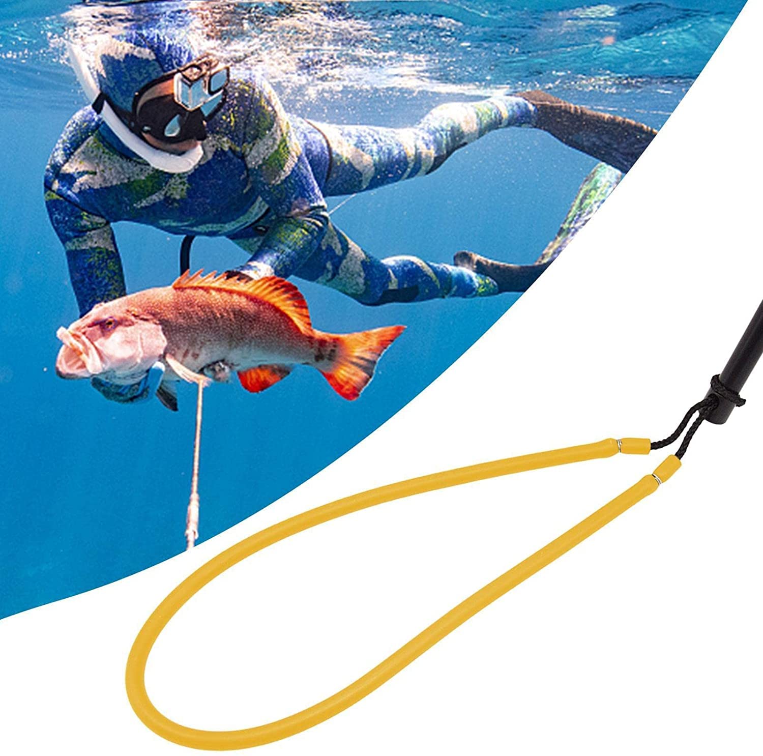 ZALTAS Eslinga Hawaiana de Goma para Pesca submarina, Eslinga Hawaiana de Pesca de Goma Resistente, Eslinga de Lanza para expulsión rápida arpón con Fuerte tensión (Amarillo)