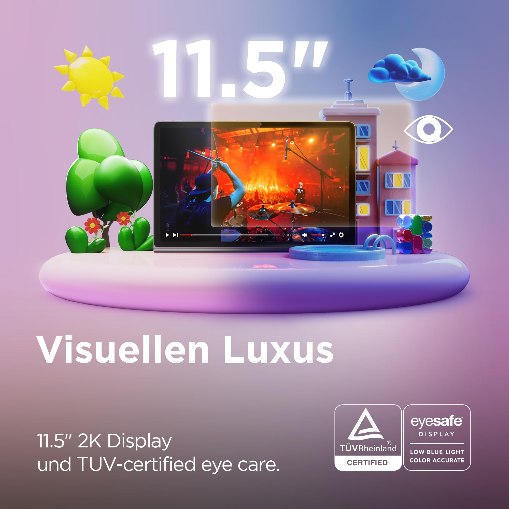 Besuche den Lenovo- Lenovo Tab Plus Tablet | 11,5'' 2K Touch Display | JBL Soundsystem mit 8 Lautsprechern | Mediatek Helio G99 | 8GB RAM | 128GB Speicher | Android 14 | grau in use