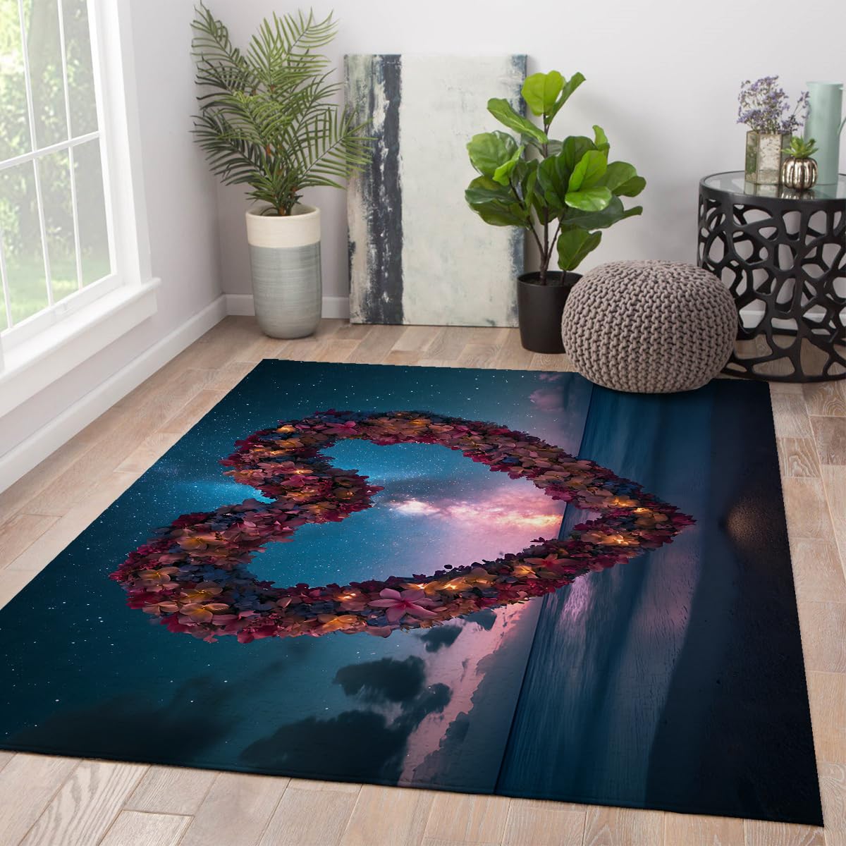 Tapis de rêve mer étoilée avec fleurs lumineuses magiques pour s'évader