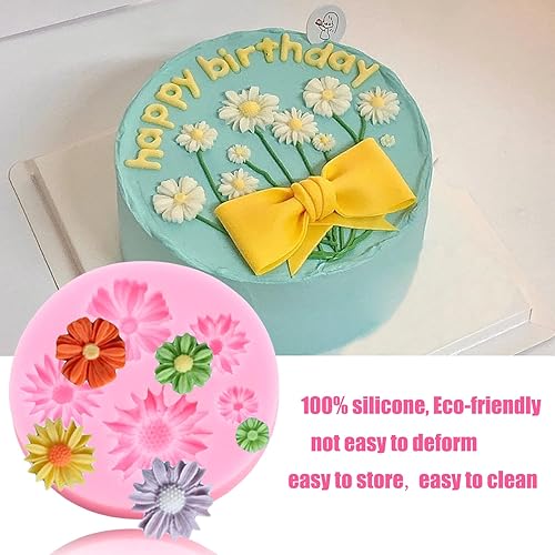 Miniatura 5 de Zixiang Molde para pastel de fondant de flores, rosa, mariposa, margarita, hojas, mini flores, dulces, moldes de silicona para decoración de