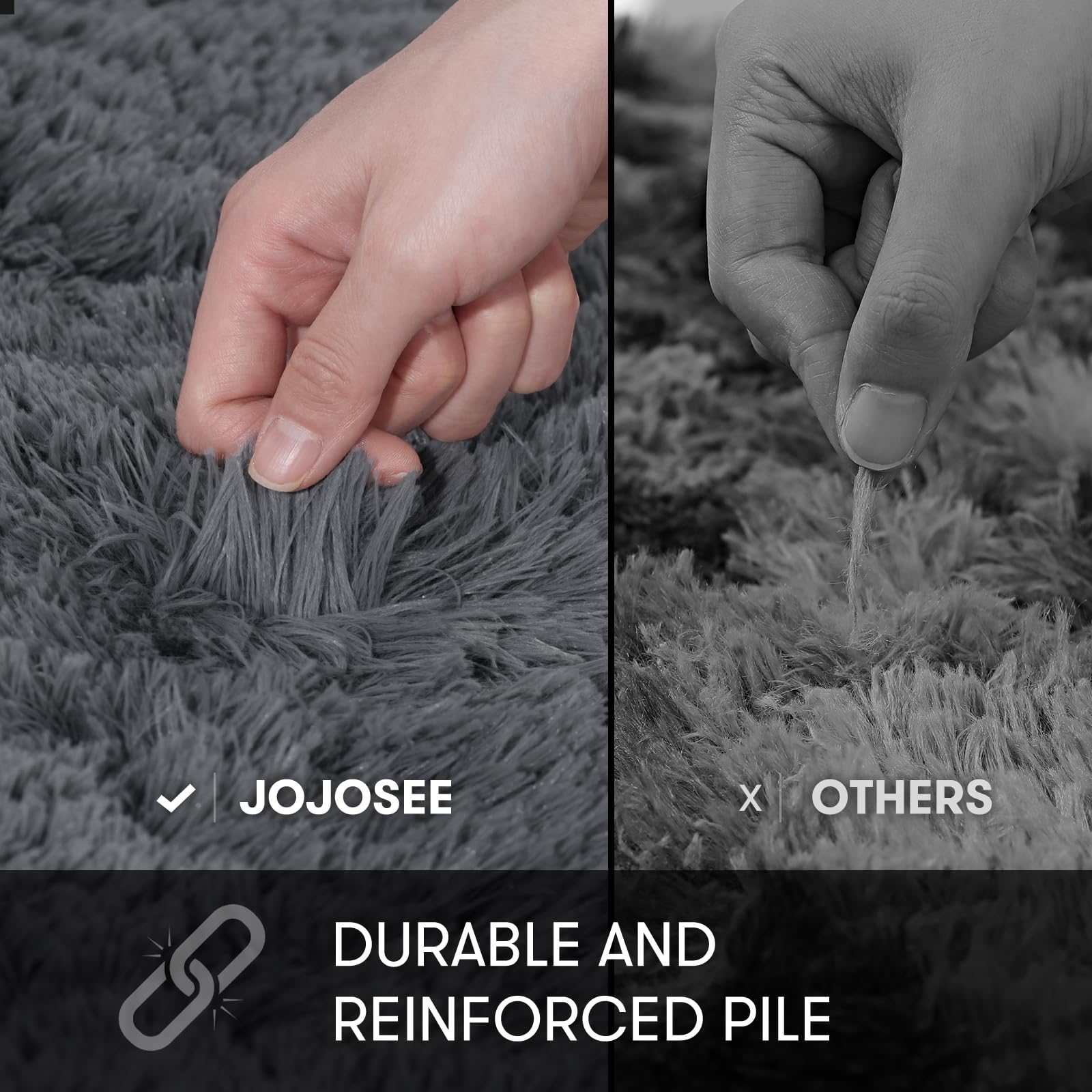 JOJOSEE Hochflor Teppich Wohnzimmer 200 x 300 cm Grau | Anti-Rutsch Wohnzimmerteppich Waschbarer Flauschiger Teppich für Schlafzimmer & Kinderzimmer