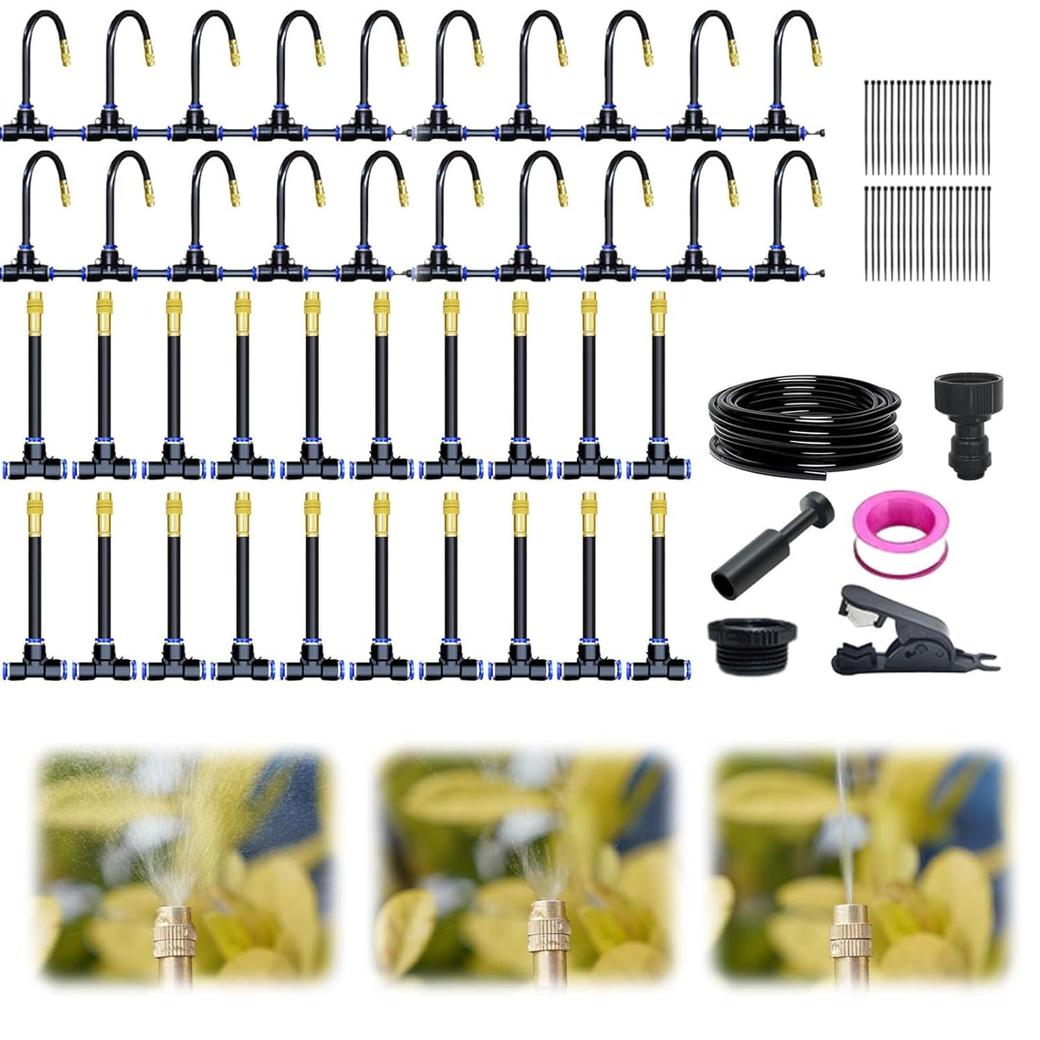 Système d'irrigation Jardin, 360° Curved Garden Kit d'irrigation Goutte à Goutte Pulvérisation Systèmes de Refroidissement, Kit Arrosage Automatique pour Jardin Pelouse Serre Plantes (20M)
