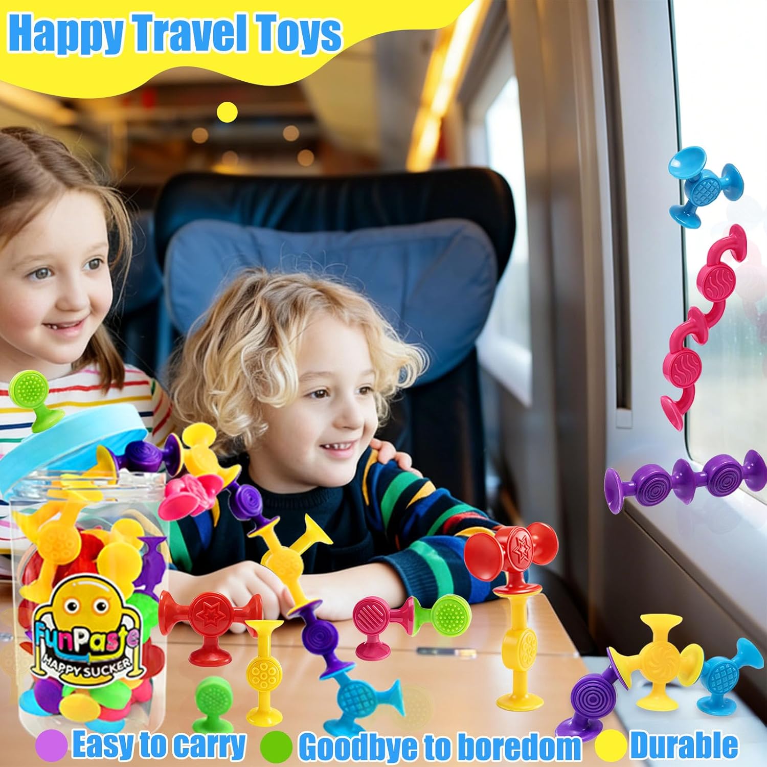 Toddlers Suction Cup Bath Toys, Sensory Suction Building Block Toy, 30Pcs Large Baby Starter Montessori Stocking Stuffers for Kids Girls Boys Colorful Popdarts Birthday Travel Car Game