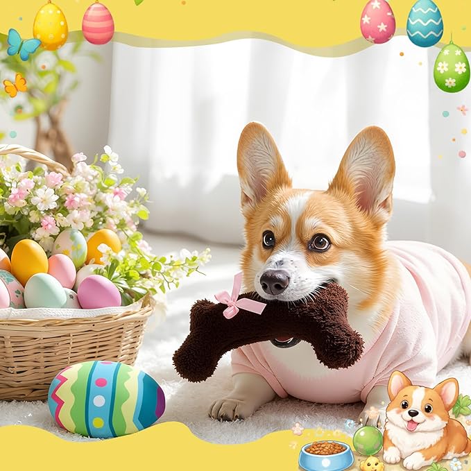 2 Juguetes para Perros Easter con Chirriador Conejo y Huevo miniatura 3