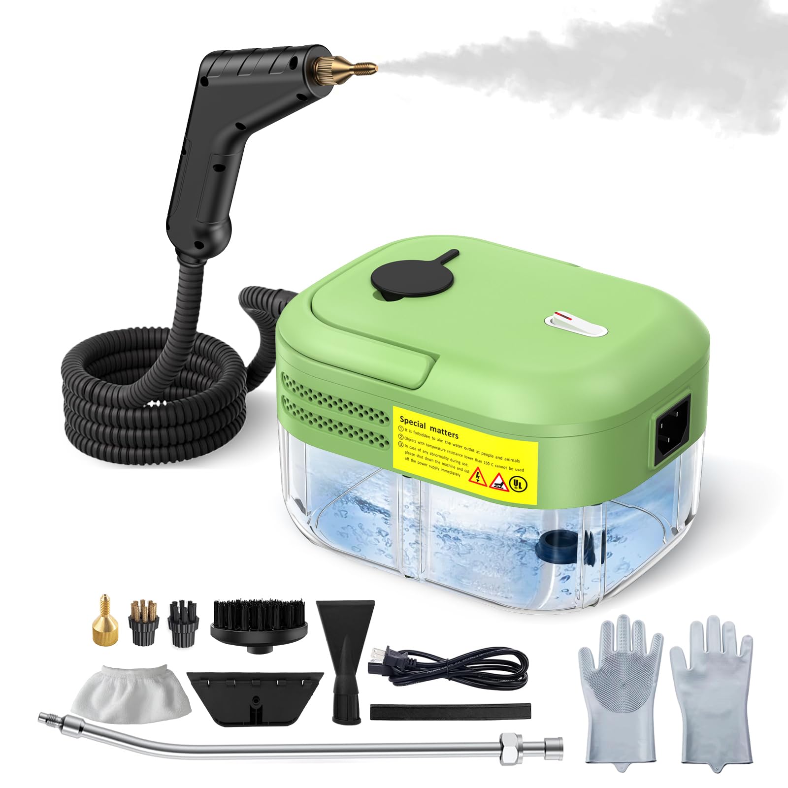 2200W Steam Cleaner, Handheld Steam Cleaner whit 1.2L Water Tank for Home Use, Fast Heat-Up in 10-15s, Portable High Steam Cleaners Machine for Cleaning Kitchen, Bathroom, Grout, Car