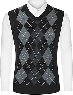 Sponsored Ad - Lars Amadeus Men's Argyle Sweater Vests Sleeveless Casual V-Neck Pullover Knit Vest