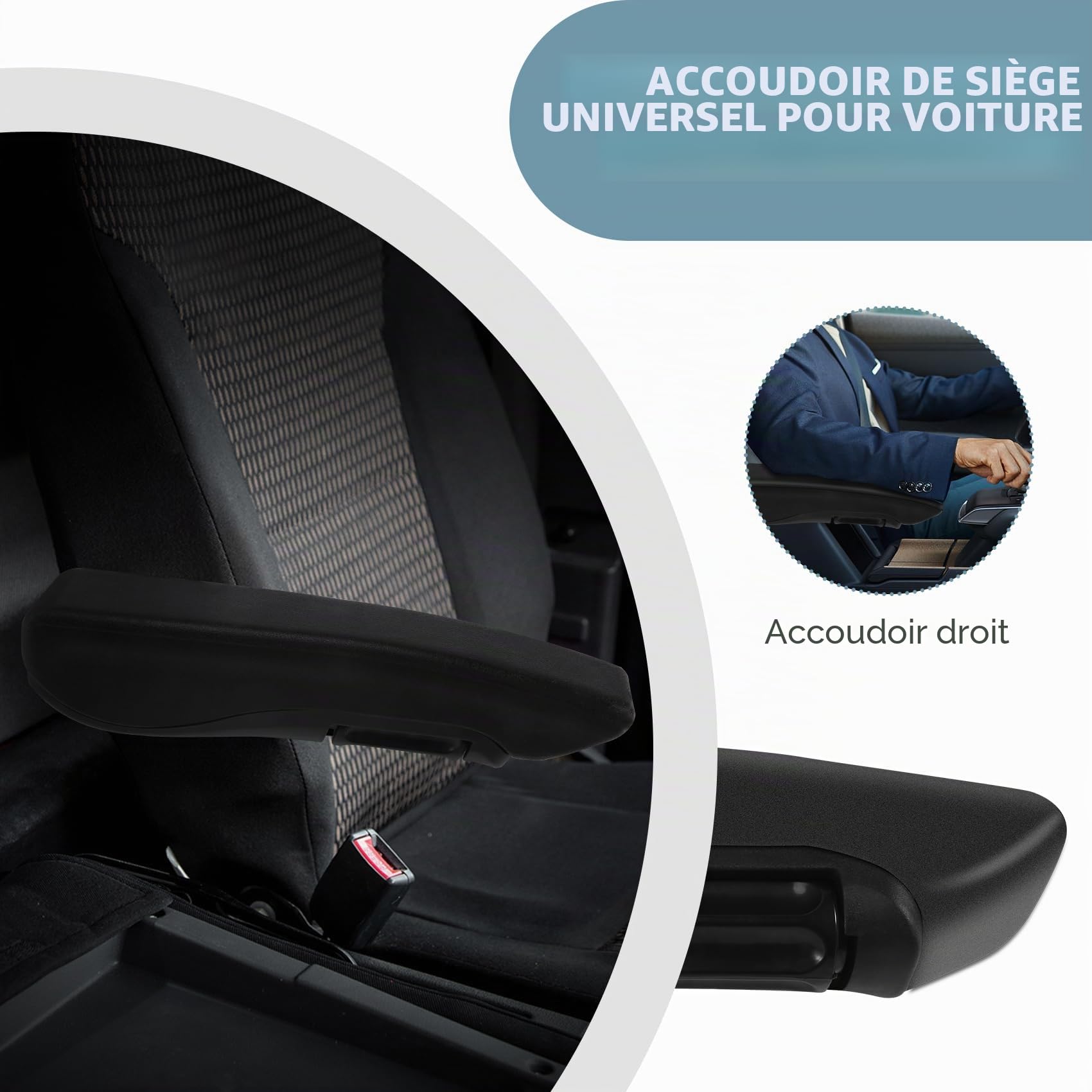 Accoudoir universel réglable pour siège de voiture pour camping-car, camionnette, bateau, pièces auto (droite)