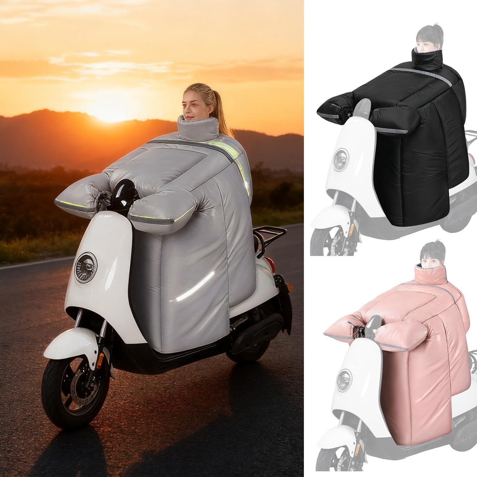 Cubierta De Delantal De Pierna De Motocicleta - Manta Impermeable Forrada De Peluche Para Scooter Con Guantes | Funda De Equitación Térmica A Prueba De Viento Para Invierno | Protección De Rodillas Y