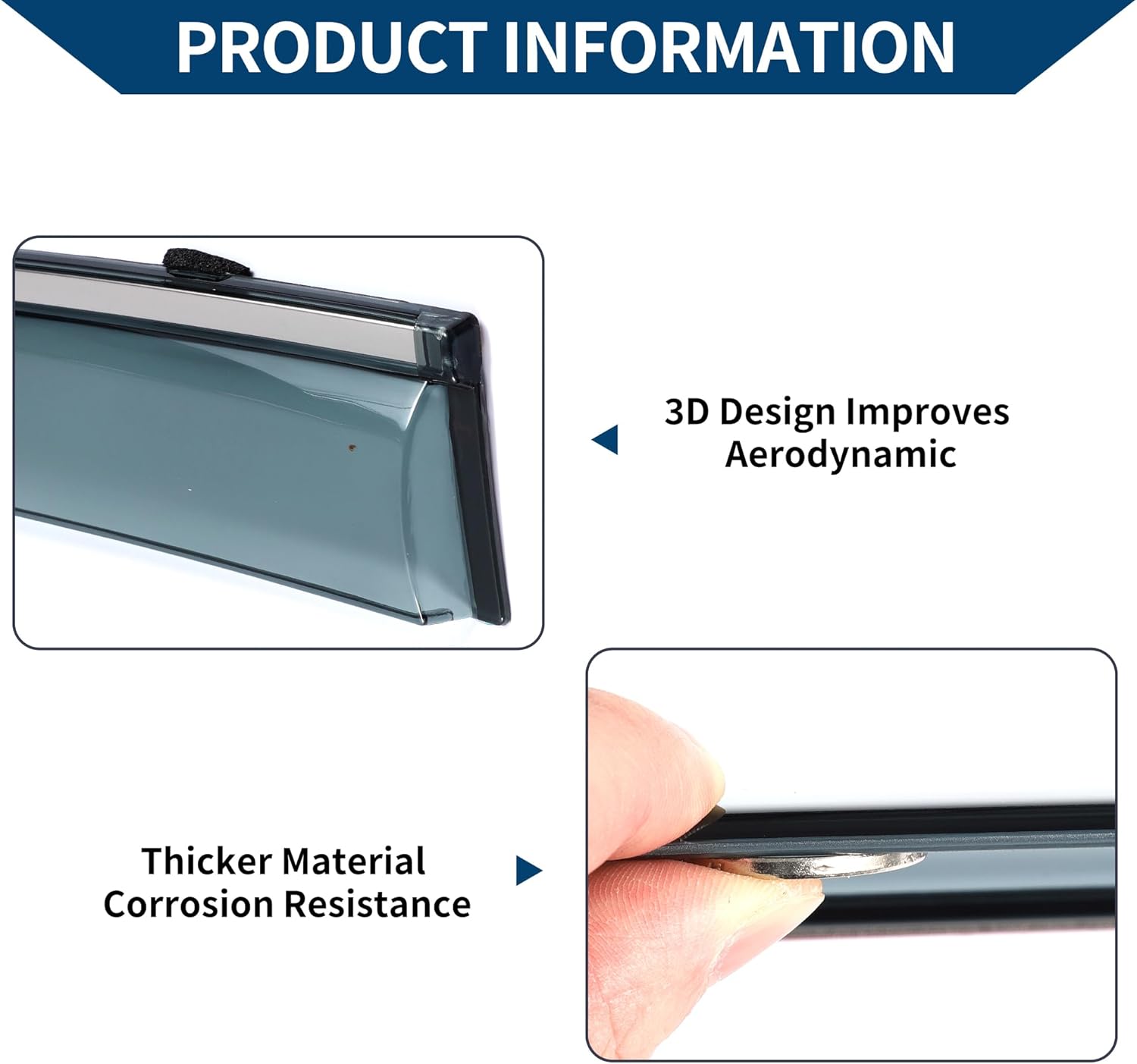 Window Deflectors for Hyundai Elantra Sedan 2011-2016 Side Tape-On Rain Guards 1 Set Black