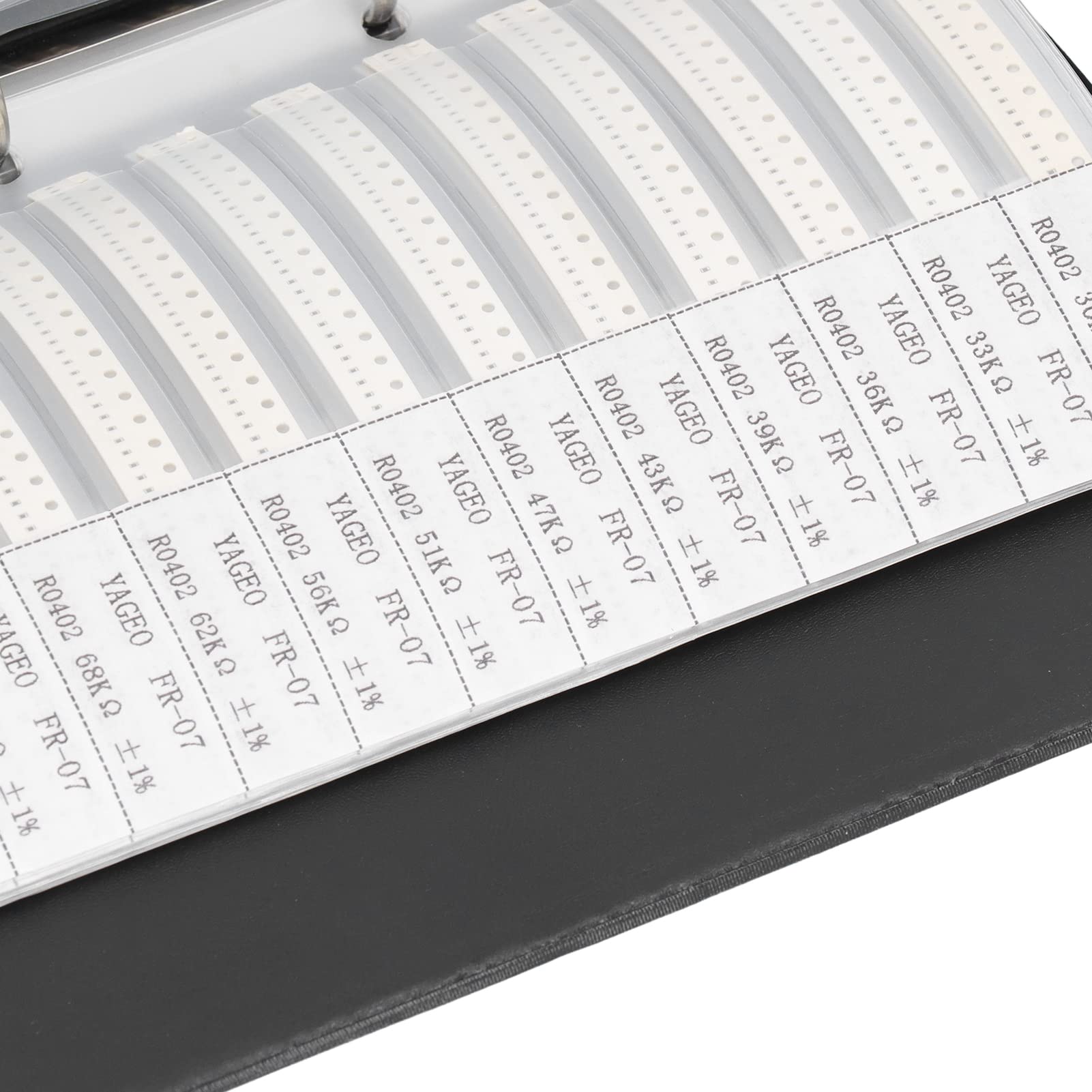 Livre d'échantillons de résistance, 0R Ohm - 10M Ohm 170 Valeur 8500pcs 1% Toutes les séries SMD Résistance 0402 Combo Sample Book Kit SMT Pack Box Book