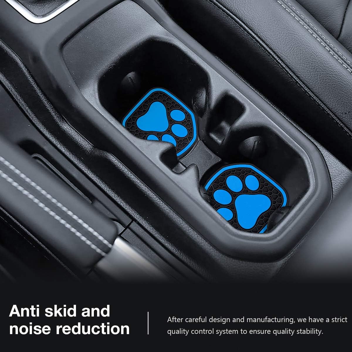 Auovo Auto Cup Holder Inserts Coaster Fit for 2018-2023 Wrangler JL JLU 2020-2023 Gladiator Accessories JT Cup Mat Pad Interior Decoration(4 Pcs Kit)(Blue)