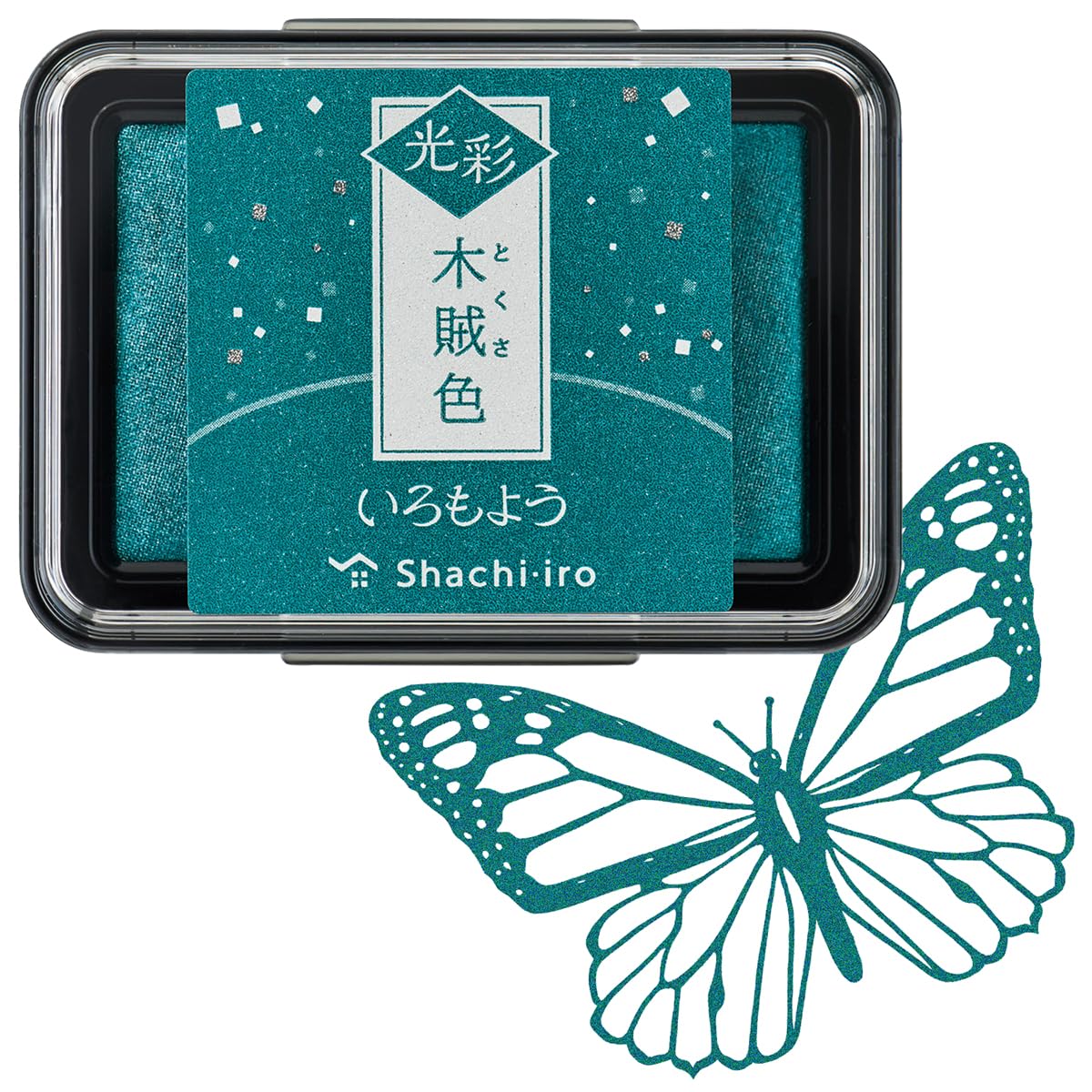 IROMOYO KOSAI Stamp PAD, Traditional, Shimmering Japanese Ink Colour, Oil-Based Ink pad - Dark Green