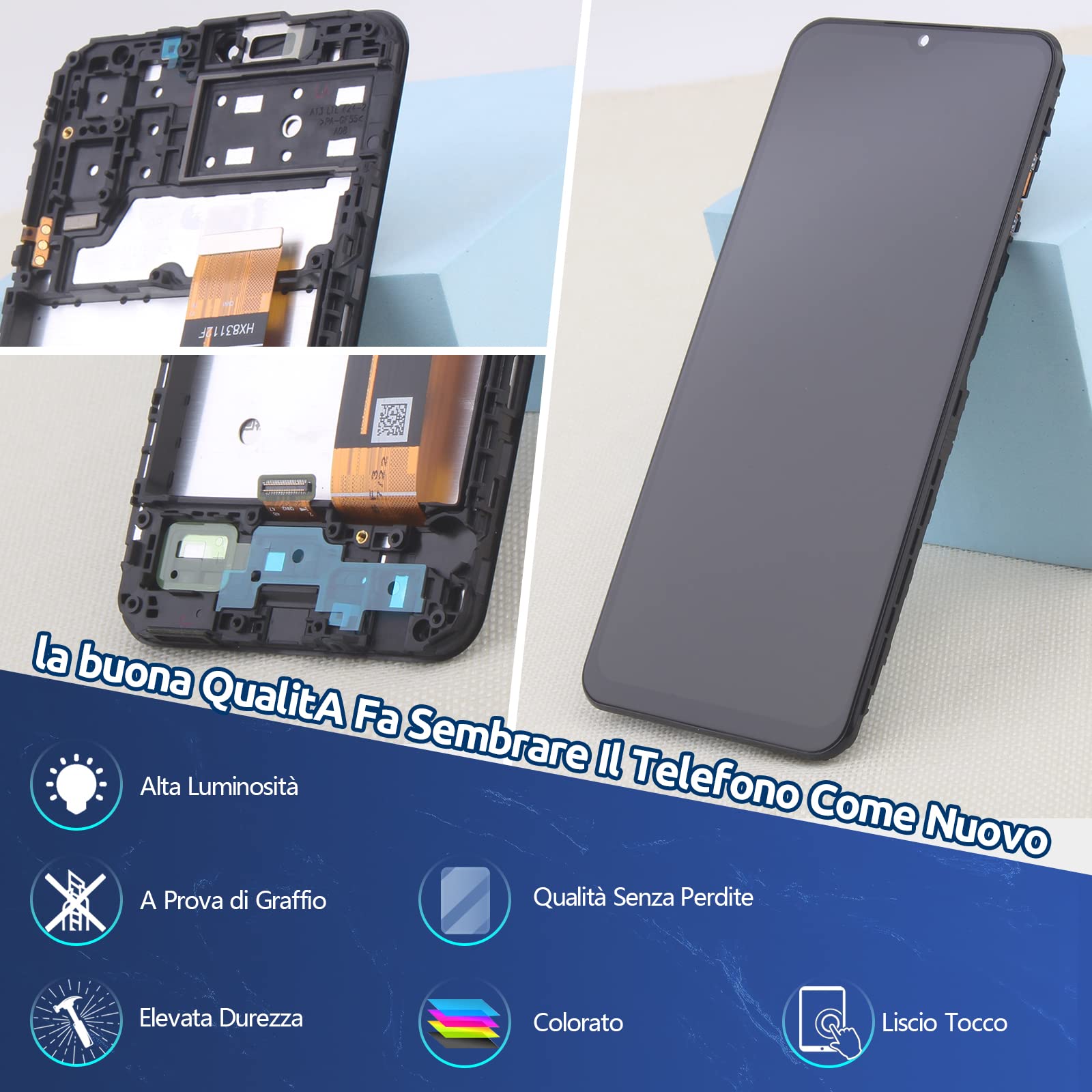 RongZy LCD Schermo per 6.6" Samsung Galaxy A13 4G A135F A137F Display Digitizer Assembly Vetro di Ricambio Touch Screen con Strumenti(Nero con Cornice)