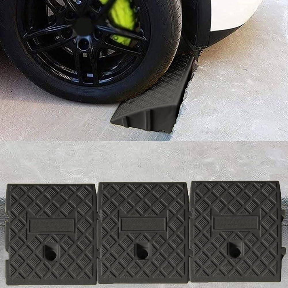 Rampe De Trottoir Rampes De Seuil en Plastique 7-19cm Hauteur Rampe De Bordure Portable Légère pour Voiture Moto Fauteuil Roulant, Noir/Jaune(Yellow,25 * 45 * 19cm/10 * 18 * 8in)