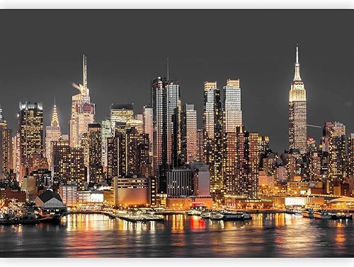 artgeist Mural de pared premium de la ciudad de Nueva York, 118 x 83 pulgadas, papel tapiz no tejido, decoración de pared de vellón, impresión