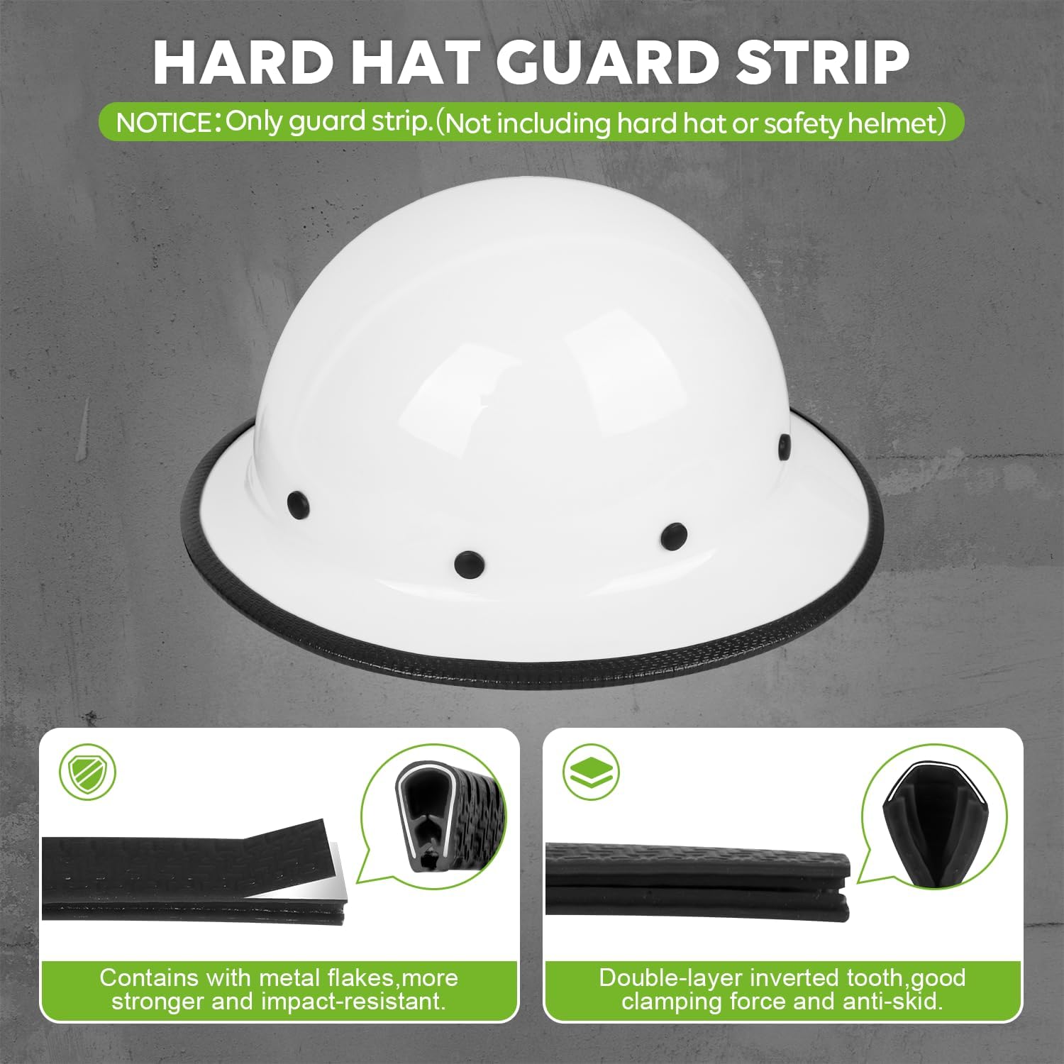 GREEN DEVIL Full Brim Guard, Hard Hat Guard Strip,Hard Hat Accessories for Strengthen Helmet Protection,1PCS Length 36.6in，Not Including Hardhat