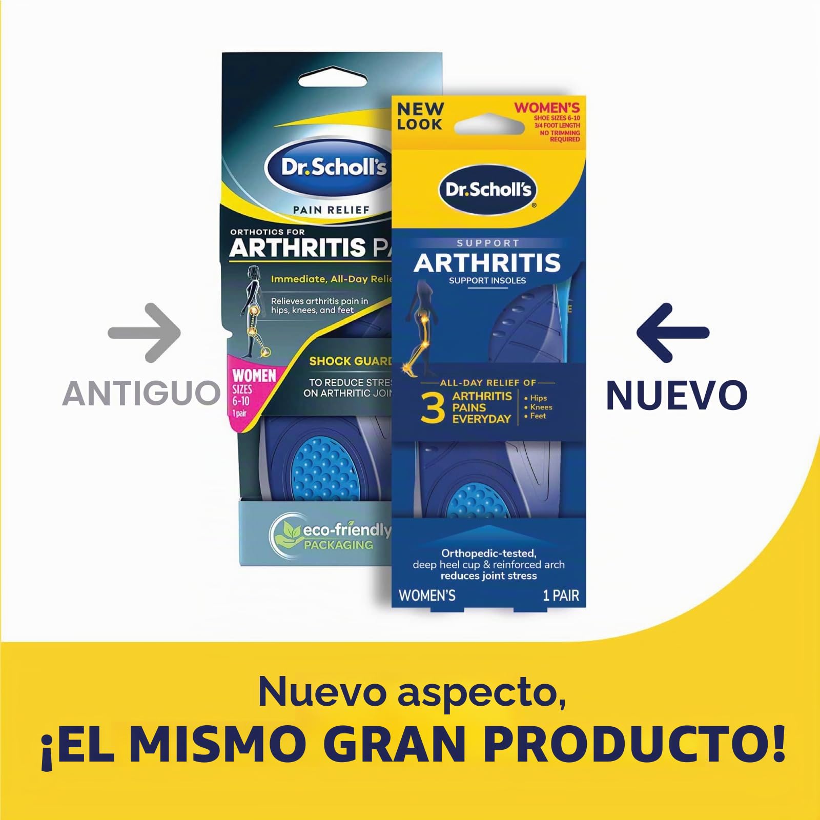 Dr. Scholl's - Ortopédica para aliviar el dolor de artritis para hombres, 1 par, talla 8-12 123ABC, Versión nueva, Mujer, NA, 1
