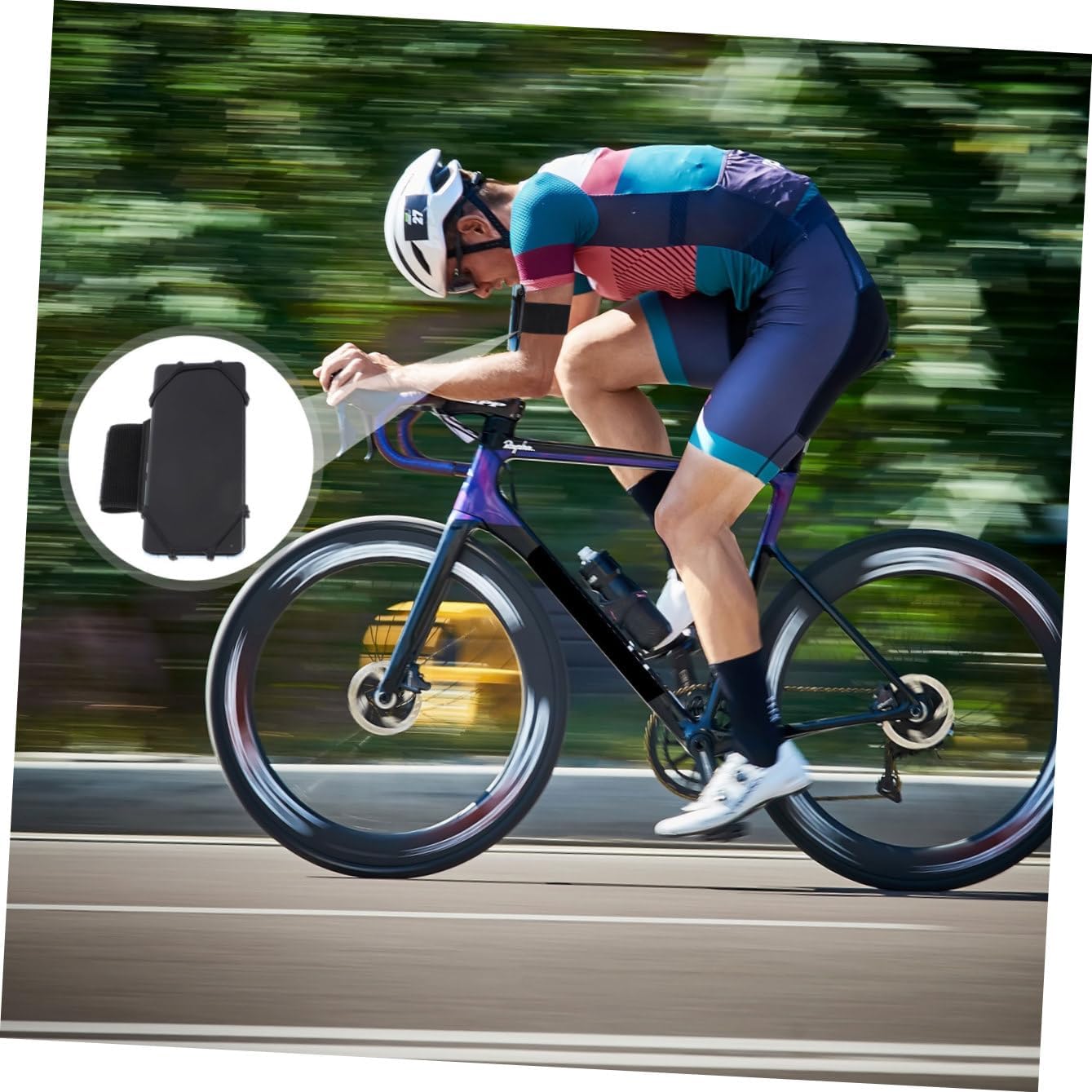 360degree Navigation Arm Band for Cycling and Running Rotating Detachable Phone Holder Armband for Smartphones Wristband for Outdoor Sports Black Short