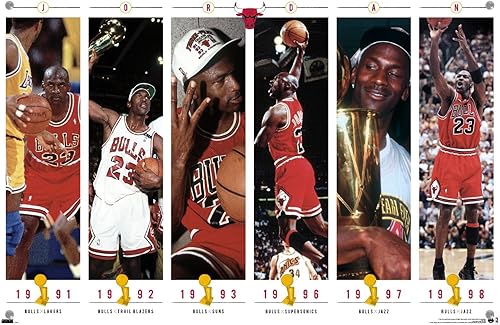 Miniatura 10 de Trends International Michael Jordan - Póster de pared de campeonatos, 22.37 x 34.00 pulgadas, paquete de póster premium y alfiler