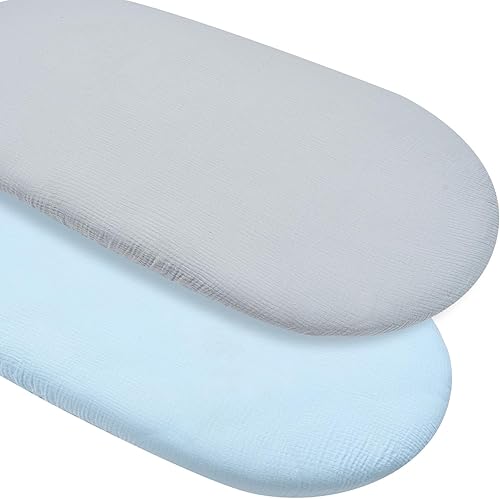 Miniatura 1 de babytino Sábana de moisés de muselina para bebé niño y niña, súper suave, sábana bajera para colchón ovalado, rectangular y de reloj de arena,