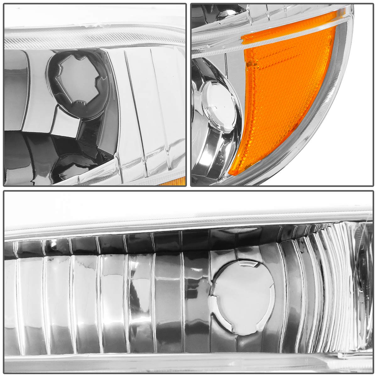 Auto Dynasty Pair Chrome Housing Amber Corner Bumper Light Lamp Compatible with Ford Explorer 95-01 / Mercury Mountaineer 1997