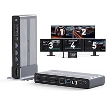 TobenONE Docking Station 5 Monitors with Cooling Fan, 18-in-1 DisplayLink Dock 8K+Quad 4K@120Hz Display with 5 HDMI, 45W Fast Charging, 2.5GbE for Thunderbolt MacBook/Windows, Driver Required DL7400
