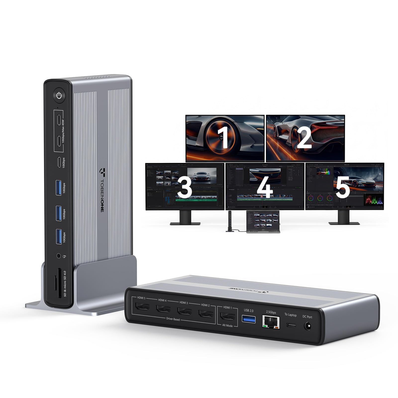 TobenONE Docking Station 5 Monitors sold for $75 at auction (list price $518)