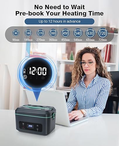 Miniatura 4 de Cordless Electric Lunch Box for Adults, Heated Lunch Box Battery Powered with 5 Side Heating, Portable Food Warmer with 5.5 Cups Removable