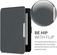 Vista 3 de kwmobile Funda compatible con Yaxa Kindle Paperwhite - Funda protectora de nailon para lector electrónico - Antracita