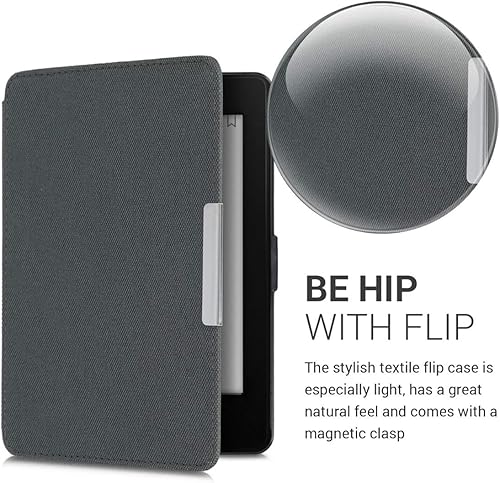 Miniatura 3 de kwmobile Funda compatible con Tienda Kindle Paperwhite - Funda protectora de nailon para lector electrónico - Antracita