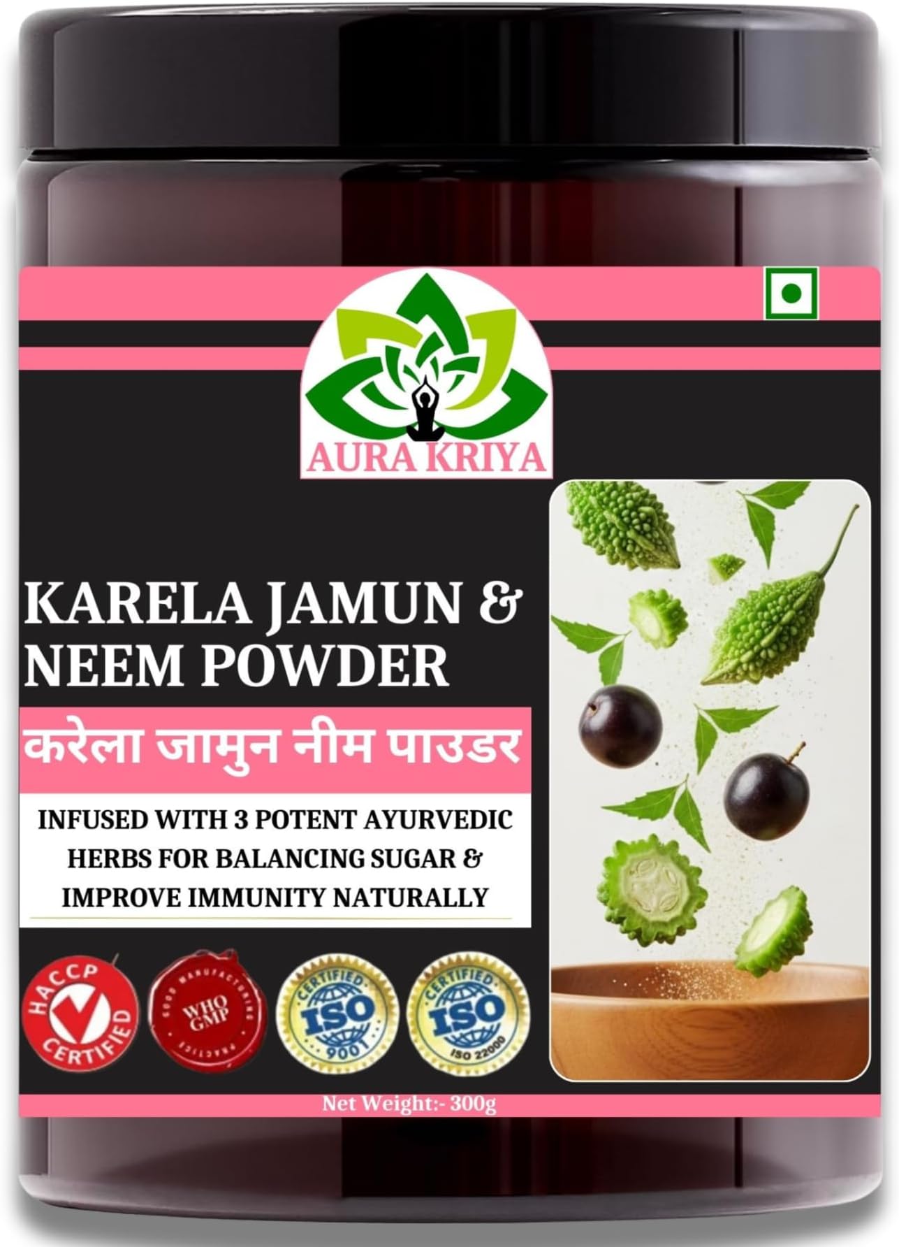Neem Karela Jamun Powder for Sugar Management | Karela Jamun Powder (600 gm, Pack of 2)