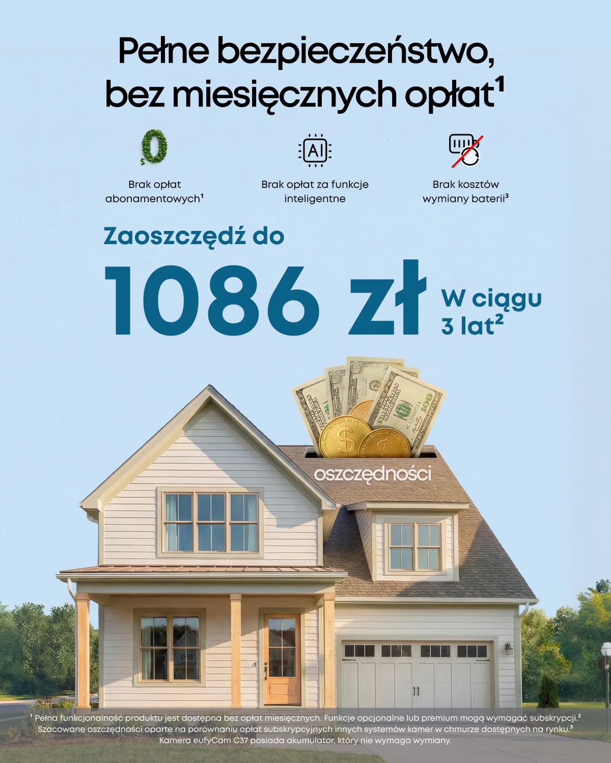 eufy Security eufyCam C37, solarna kamera bezpieczeństwa zewnętrzna bezprzewodowa, śledzenie AI 360° Pan & Tilt, kamera bezpieczeństwa 2K, wykrywanie ludzi/zwierząt domowych/pojazdów, elastyczny panel