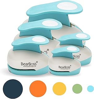 BearBoss 5 Circle Paper Punch, Handmade Scrapbook Paper Puncher, Different Size of Scrapbooking Punches